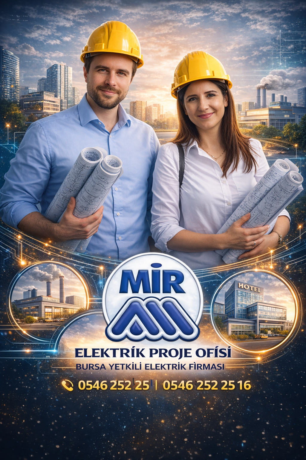 Mir Elektrik Proje Ofisi Yetkili Elektrik Firması Telefon: 0546 252 25 16 - 0546 252 25 15 Adres: Doğanbey Mh. Doğanbey Cd.No:6 Burçin 3 İş Merkezi Kat:9 D:906 Osmangazi/Bursa